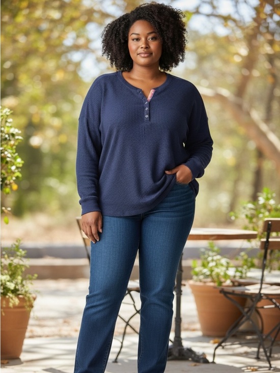 Sonoma Tops - Sonoma Navy Textured Women's Plus Top